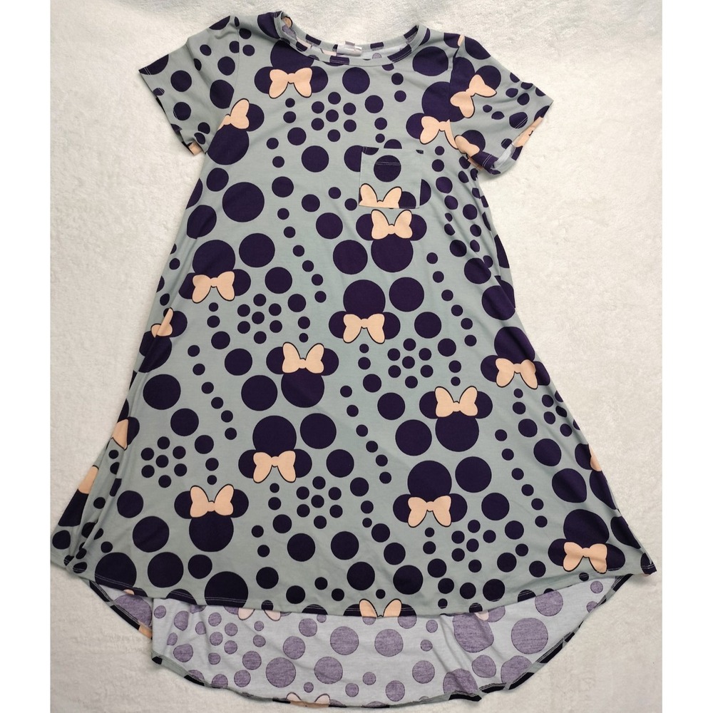 LulaRoe medium dress Minnie Mouse gray hi lo Carly Disney short sleeve
